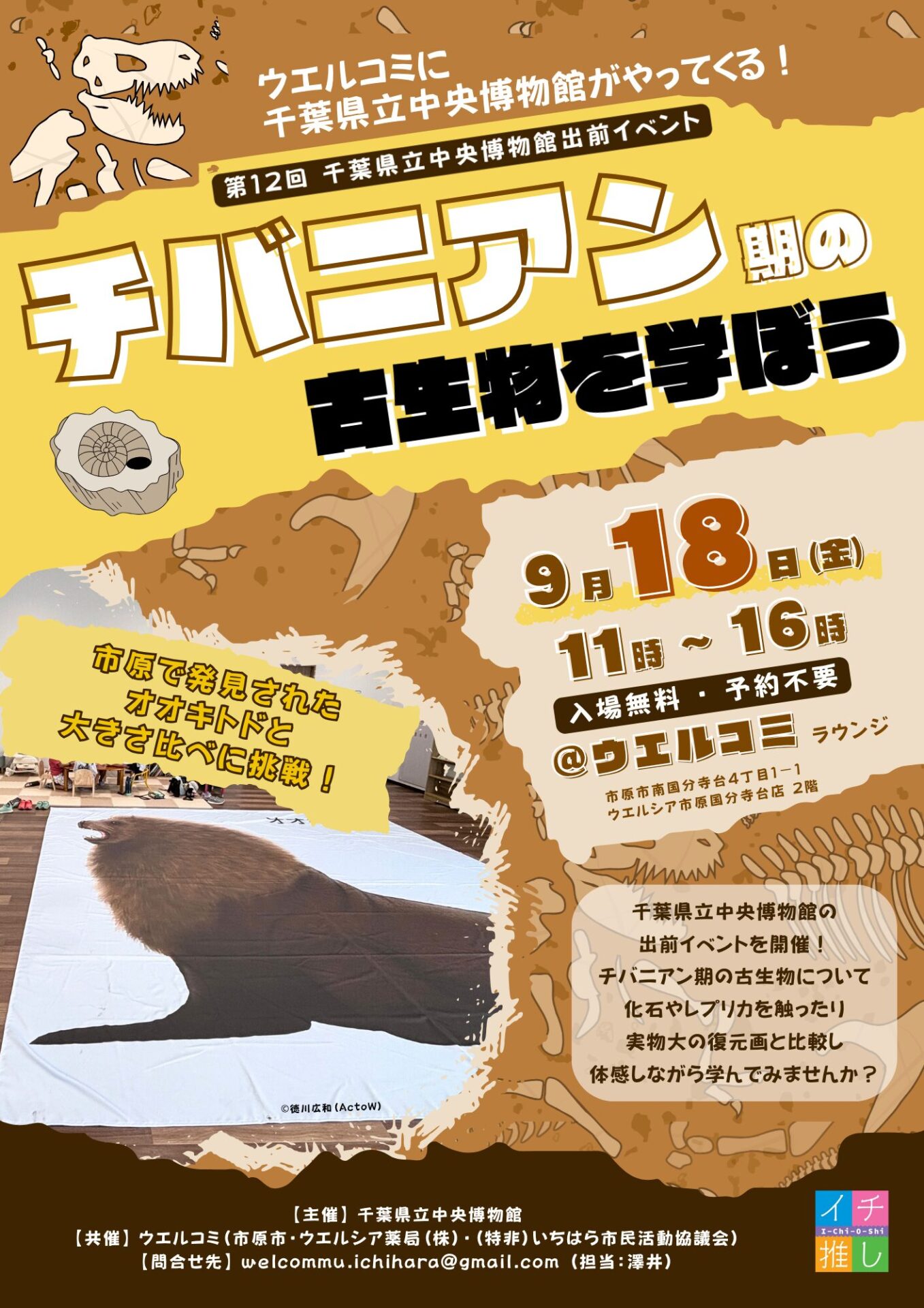【9/18(金)】千葉県立中央博物館 出前イベント「チバニアン期の古生物を学ぼう」